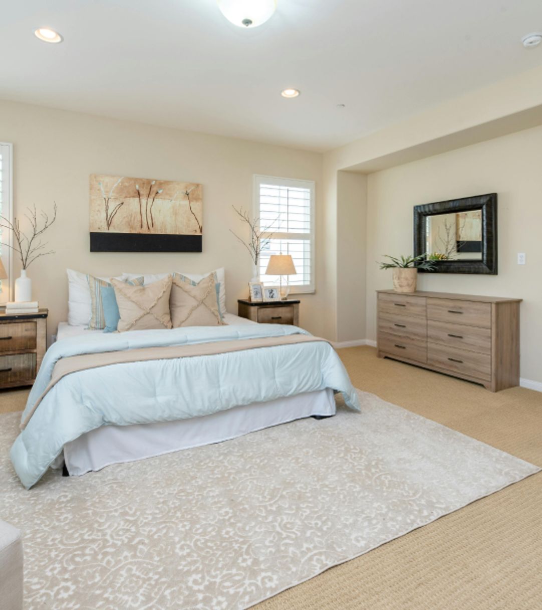 Bedroom with beige walls