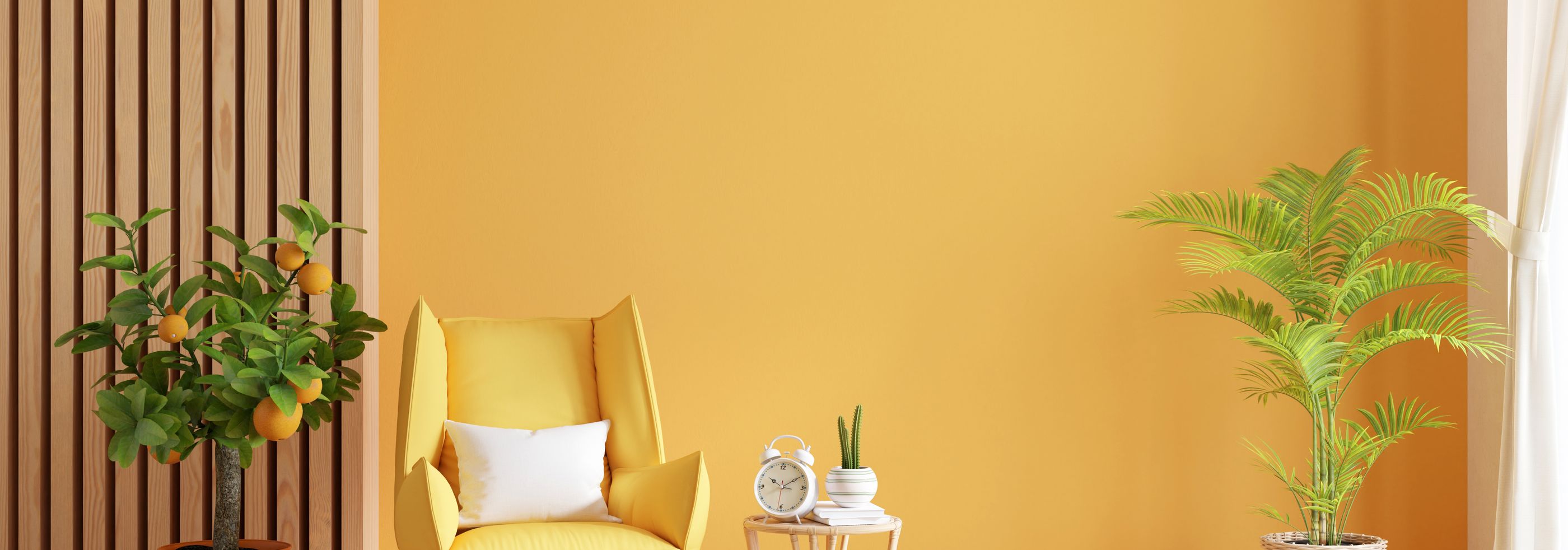 Room with yellow wall and chair