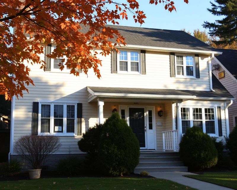 Well-maintained suburban home exterior in autumn