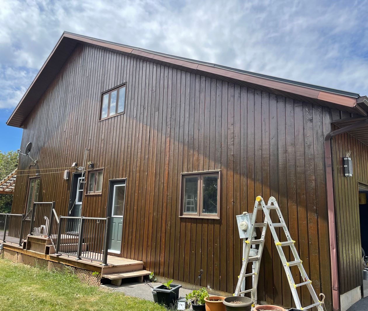 Freshly painted brown house