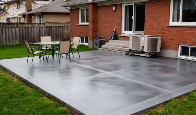 Refreshed grey painted concrete patio
