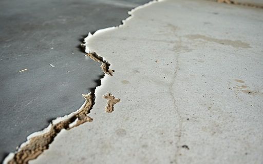 Peeling and flaking concrete coating