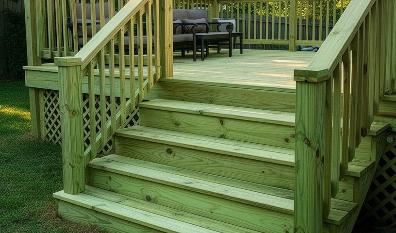 Pressure treated wood deck staining